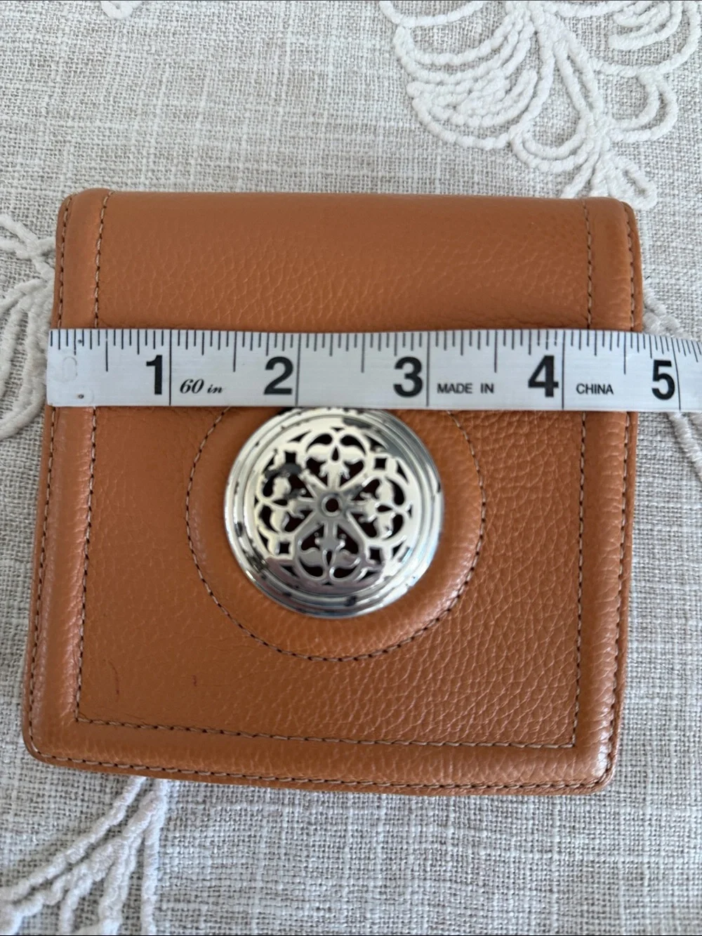 Brighton Ferrara Ritoro Naturella Tan Leather Bifold Wallet with Snap Closure